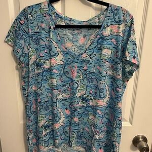 Lilly Pulitzer Nautical Blue and Pink Tee